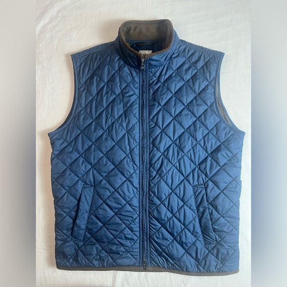 Peter Millar Men's Essex Quilted golf fleeced lined Vest Astral Blue/Brown M - Picture 5 of 12
